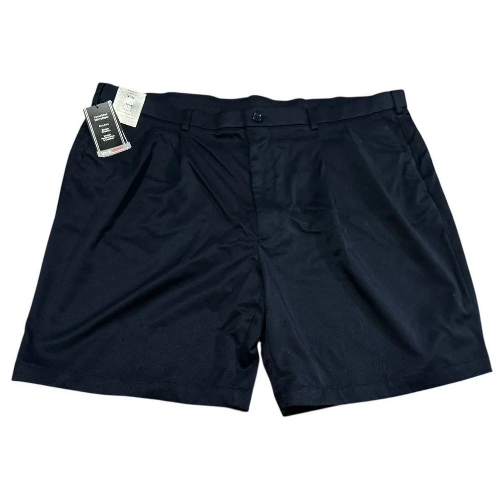 Roundtree & Yorke TravelSmart Shorts Mens 48 Big Man Navy Pleated NWT